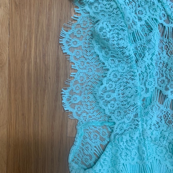 Free People Mint Green Lace Fitted Open Back Dress - Picture 3 of 4